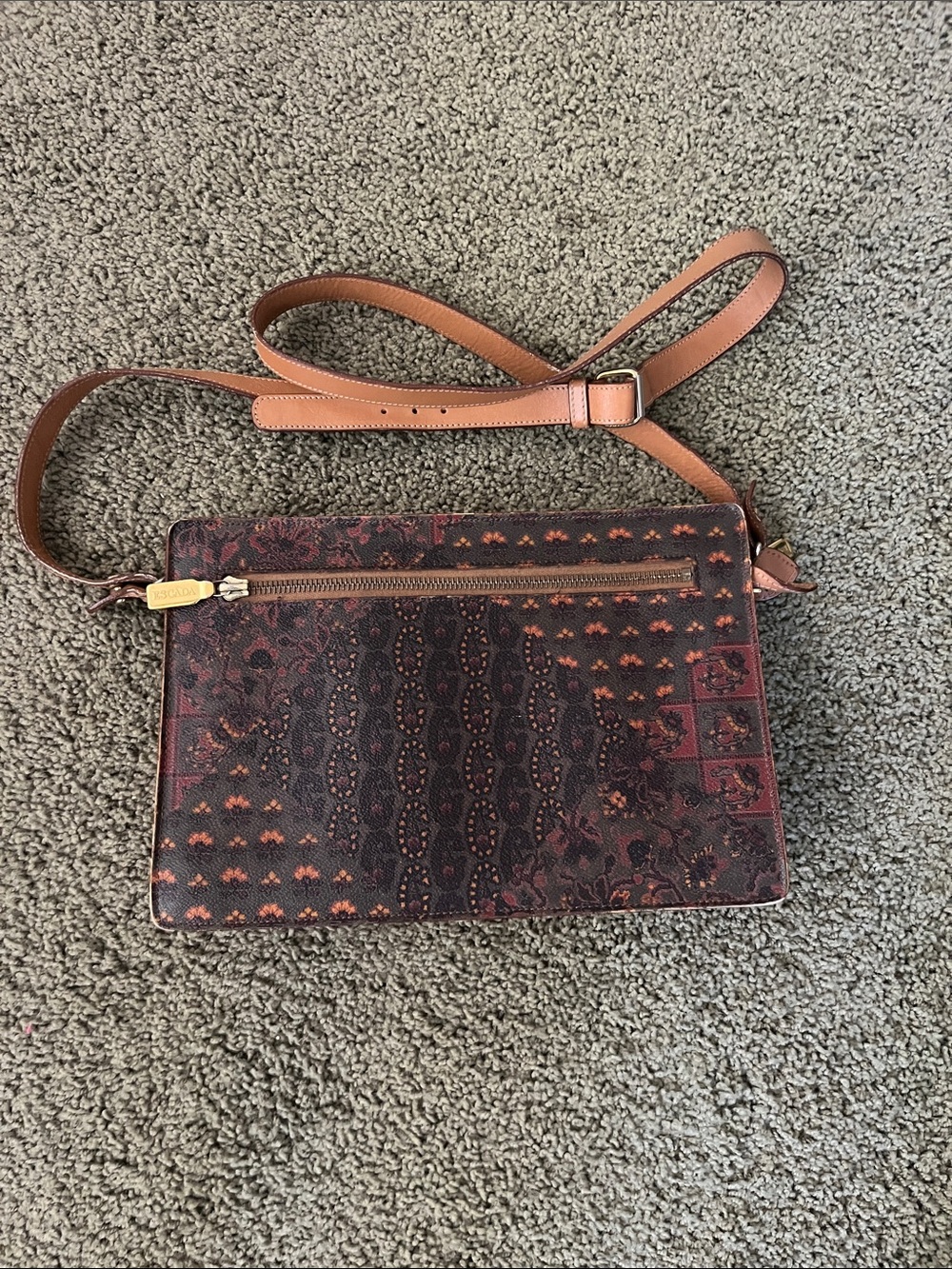 Vintage 90’s Escada Brown and Tan Paisley Crossbody Bag